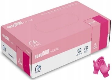 Rękawiczki nitrylowe bezpudrowe jednorazowe różowe rozmiar M 100 szt.  ZARYS EASYCARE PINK
