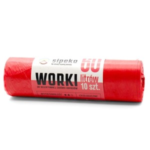 Worki na śmieci czerwone 60L 10 sztuk Sipeko