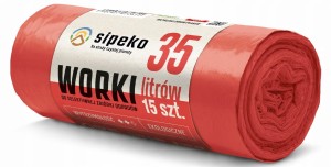 Worki na śmieci czerwone 35L 15 sztuk Sipeko