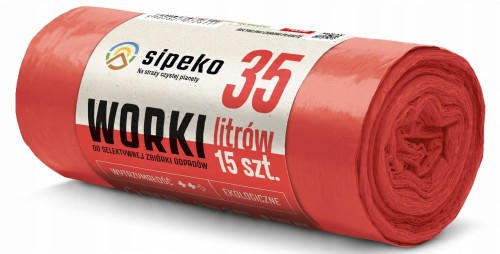 Worki na śmieci czerwone 35L 15 sztuk Sipeko