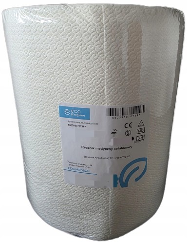 Ręczniki Airlaid w rolce Eko-Higiena 65 m x 27 cm super  extra wytrzymały biały