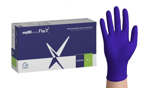 Rękawiczki nitrylowe bezpudrowe jednorazowe niebieskie (kobaltowe) rozmiar L 100 szt.  ZARYS FLEX